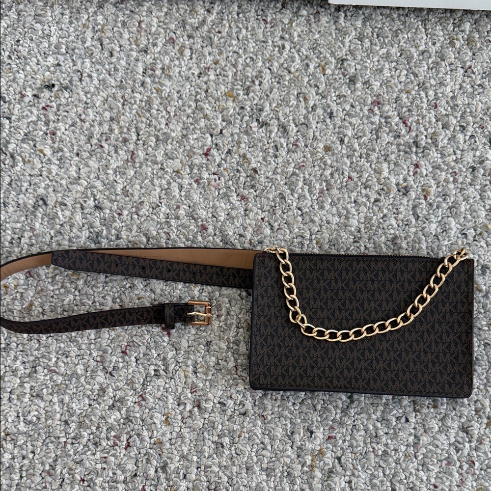 Michael Kors Brown gold belt  Bag with Gold Chain